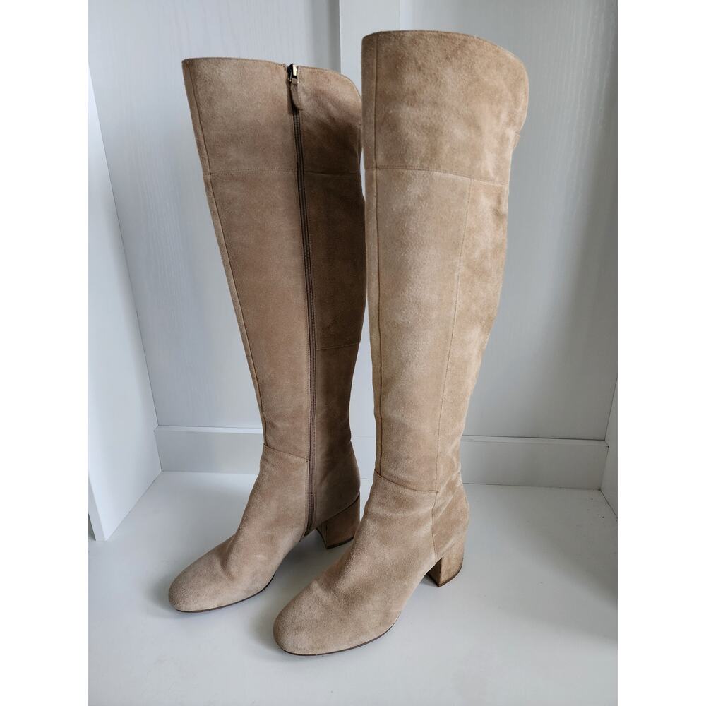 FRANCO SARTO Tan Suede A. KORINNE Knee High Side Zip Boots- women's size 9.5